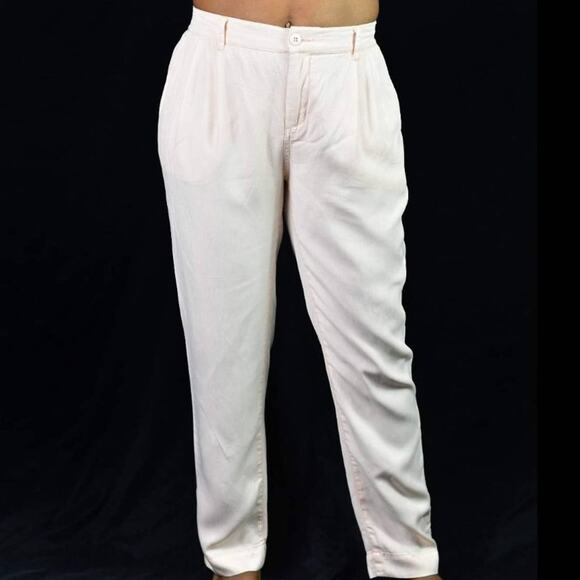 Obey Charlie Trouser Pant Peach Cropped Pleated Cuffed Pastel Tapered Size Small - Picture 8 of 12